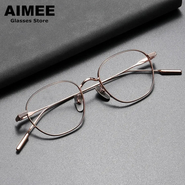 Aimee Women's Full Rim Polygon Square Titanium Eyeglasses 49808 Full Rim Aimee