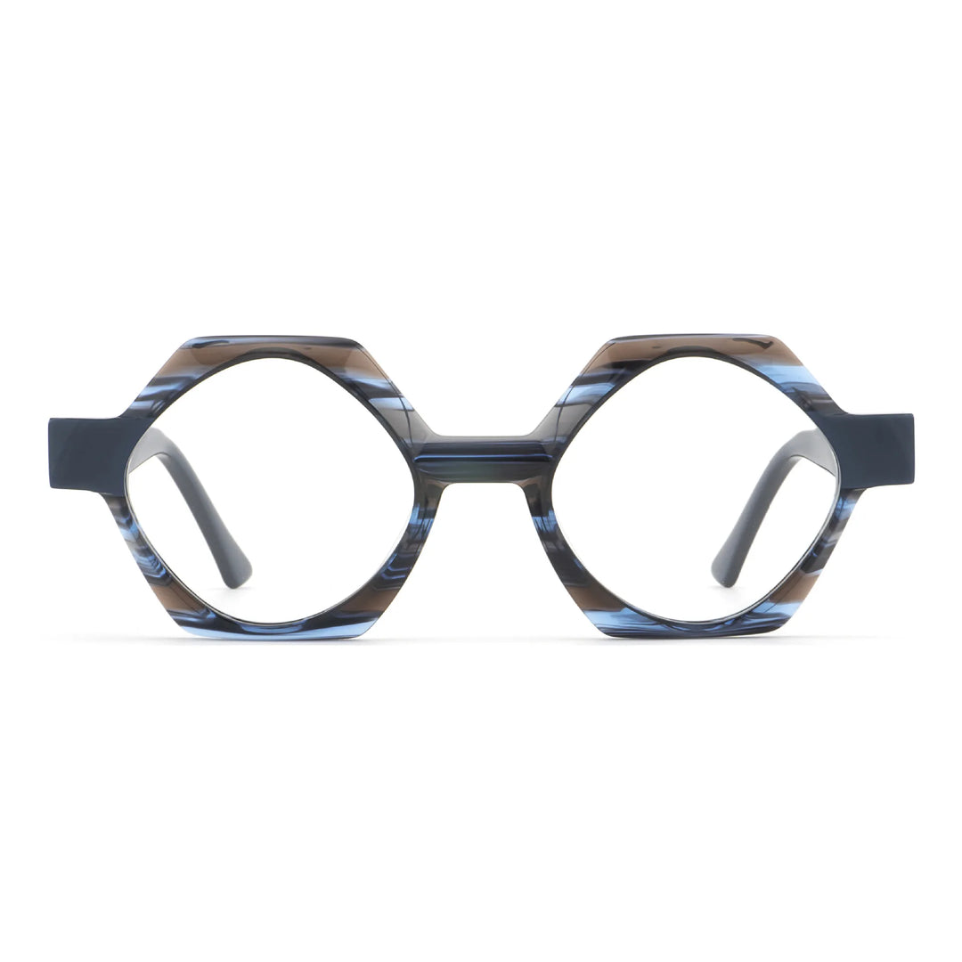 Hewei Women's Full Rim Flat Top Polygon Acetate Eyeglasses 923074