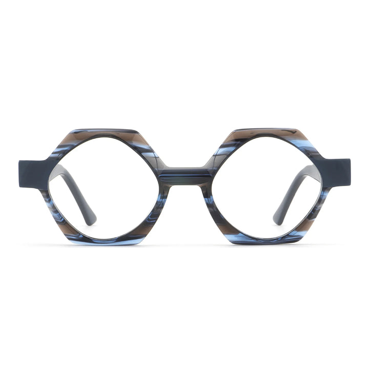 Hewei Women's Full Rim Flat Top Polygon Acetate Eyeglasses 923074