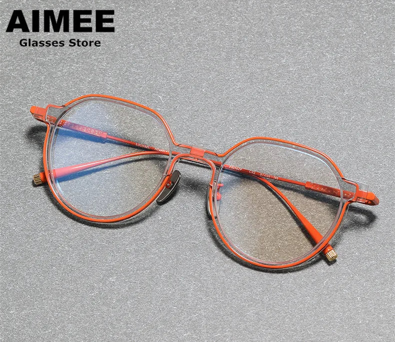 Aimee Unisex Full Rim Polygon Titanium Acetate Eyeglasses 810162