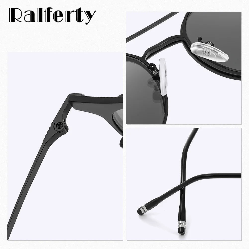 Ralferty Men's Full Rim Round Alloy Eyeglasses Flip Up Sunglasses R702 With Clip Ons Ralferty   