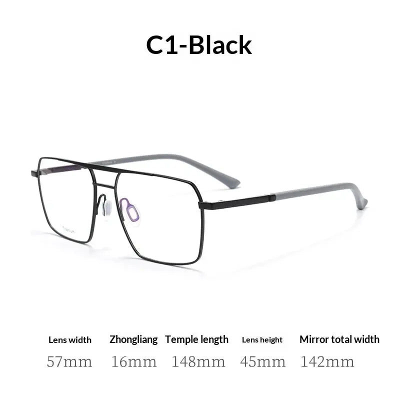 Aror Full Rim 838600 Men’s Double Bridge Steel Square Frames FuzWeb