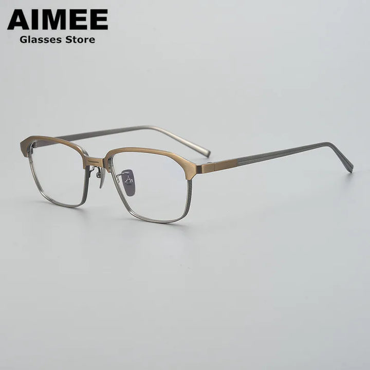 Aimee Unisex Full Rim Square Titanium Eyeglasses 41824 Full Rim Aimee Bronze-Gun  