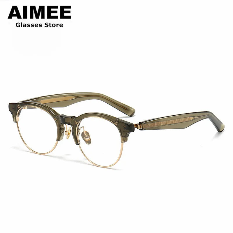 Aimee Unisex Full Rim Round Titanium Acetate Eyeglasses 1392 Full Rim Aimee   