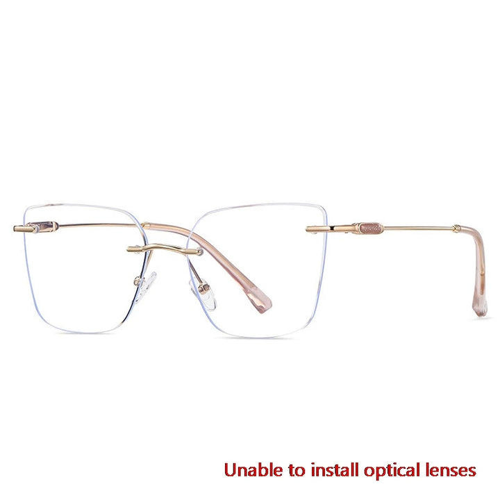 CCspace Women's Rimless Square Alloy Spring Hinge Eyeglasses 302086 Rimless CCspace Pink  