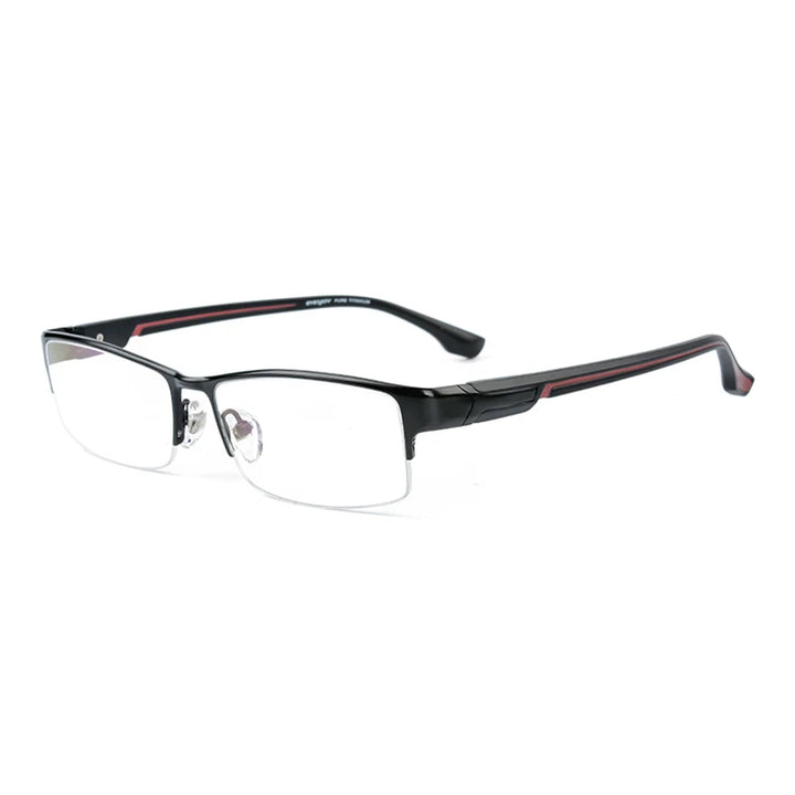 Brightzone Unisex Semi Rim Square Titanium Eyeglasses 95356 Semi Rim Brightzone Black-Red