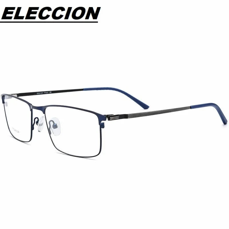 Eleccion Men's Full Rim Square Titanium Alloy Eyeglasses 9847