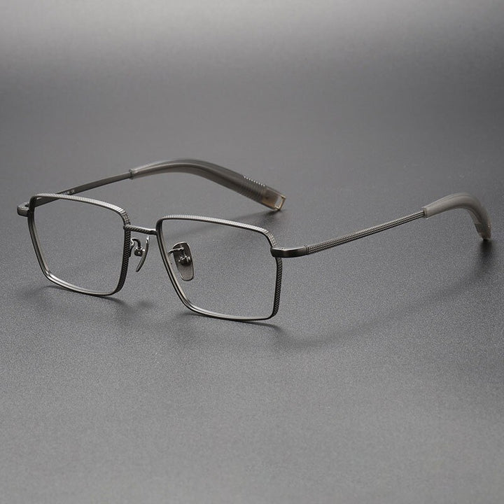 Hdcrafter Men's Full Rim Square Titanium Eyeglasses Hd07519 Full Rim Hdcrafter Eyeglasses Gray  