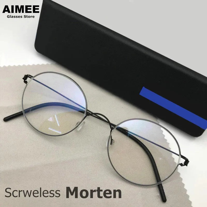 Aimee Unisex Full Rim Round Screwless Titanium Eyeglasses 504520 Full Rim Aimee   