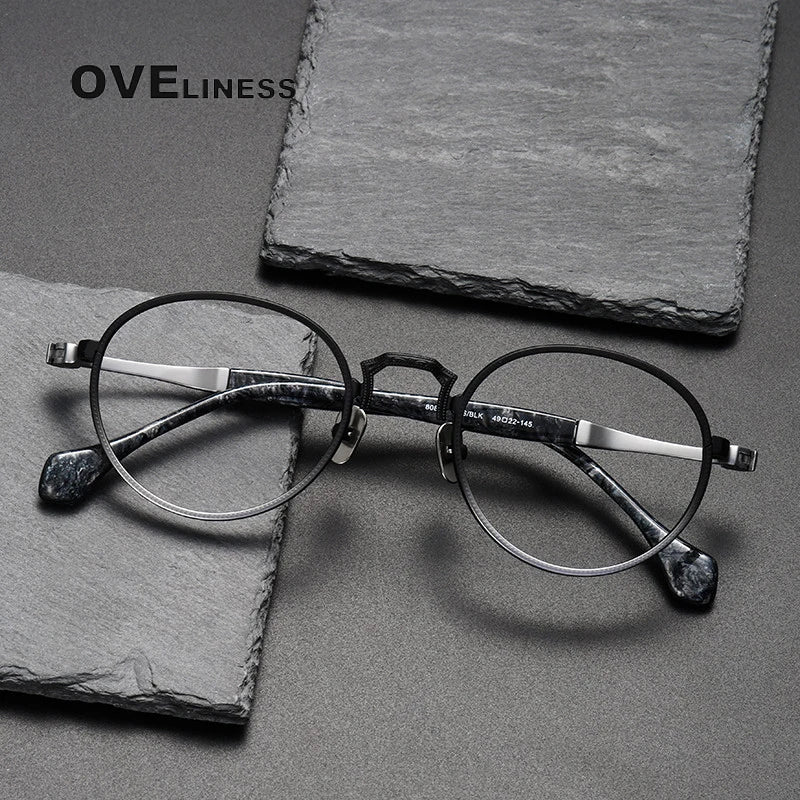 Oveliness Unisex Full Rim Round Titanium Eyeglasses O80867 Full Rim Oveliness   