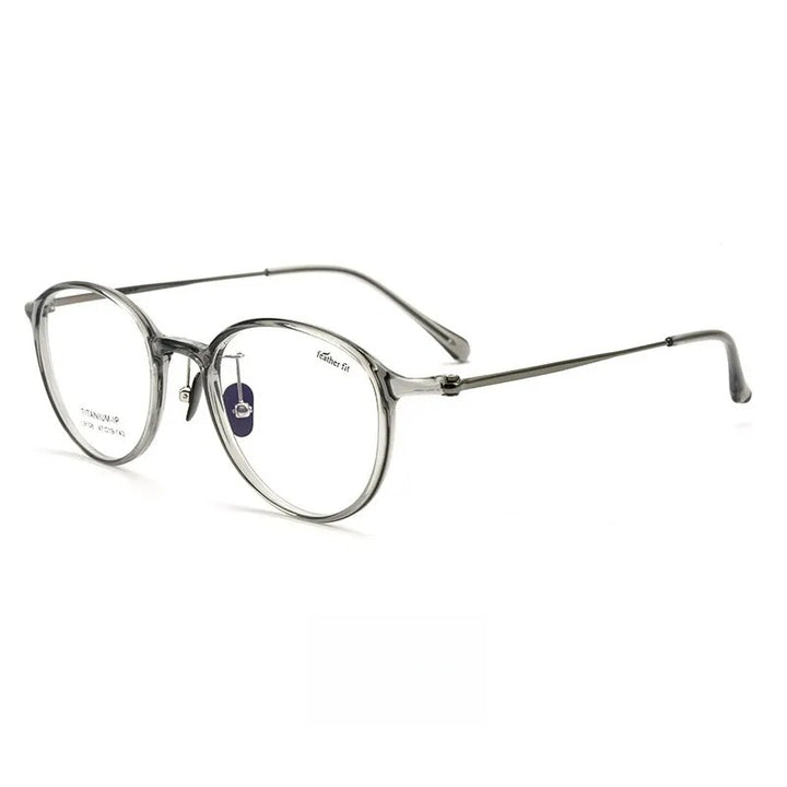 Yimaruili Unisex Full Rim Round Tr 90 Titanium Eyeglasses 7g L9108y Full Rim Yimaruili Eyeglasses Transparent Gray  