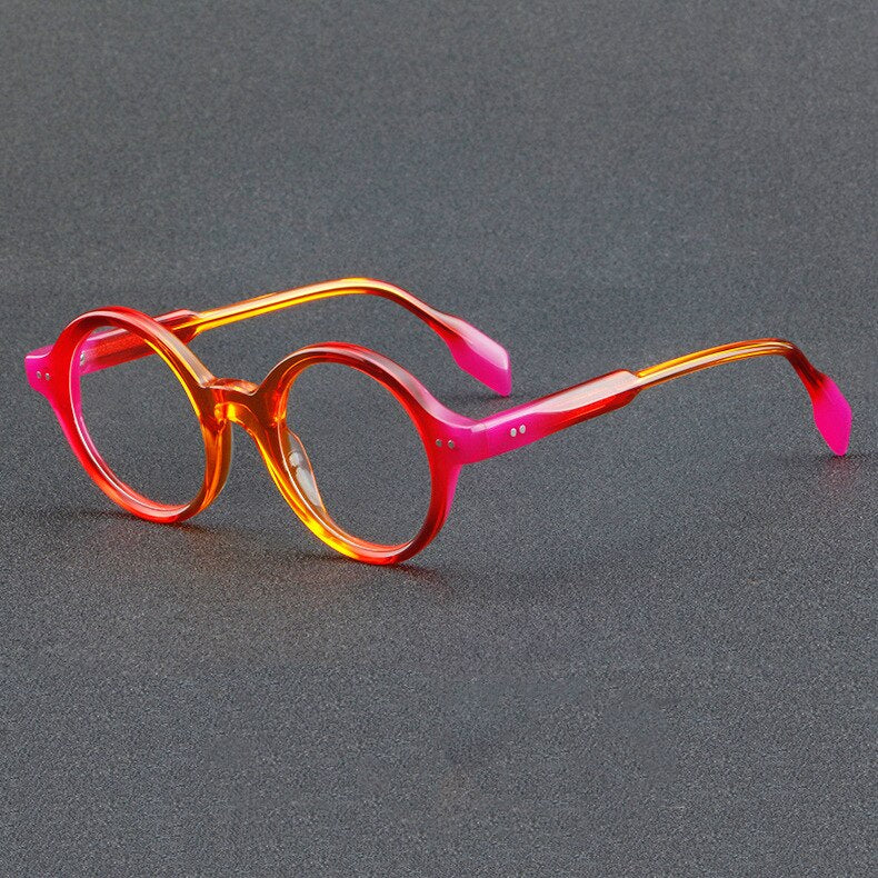 CCspace Unisex Full Rim Round Acetate Eyeglasses 56719 Full Rim CCspace C5Red  