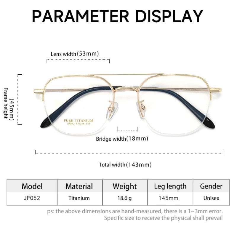 Vicky Unisex Full Rim Square Double Bridge Titanium Reading Glasses 517052