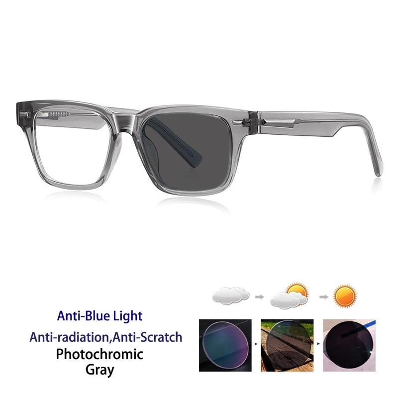 Kocolior Unisex Full Rim Square Acetate Photochromic Reading Glasses 421035