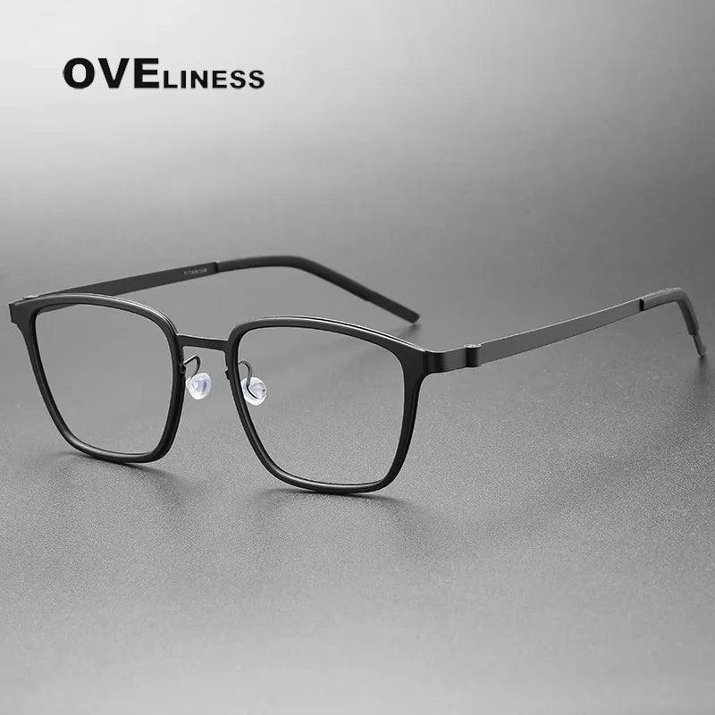 Oveliness Unisex Full Rim Big Square Screwless Titanium Eyeglasses 749 Full Rim Oveliness black  