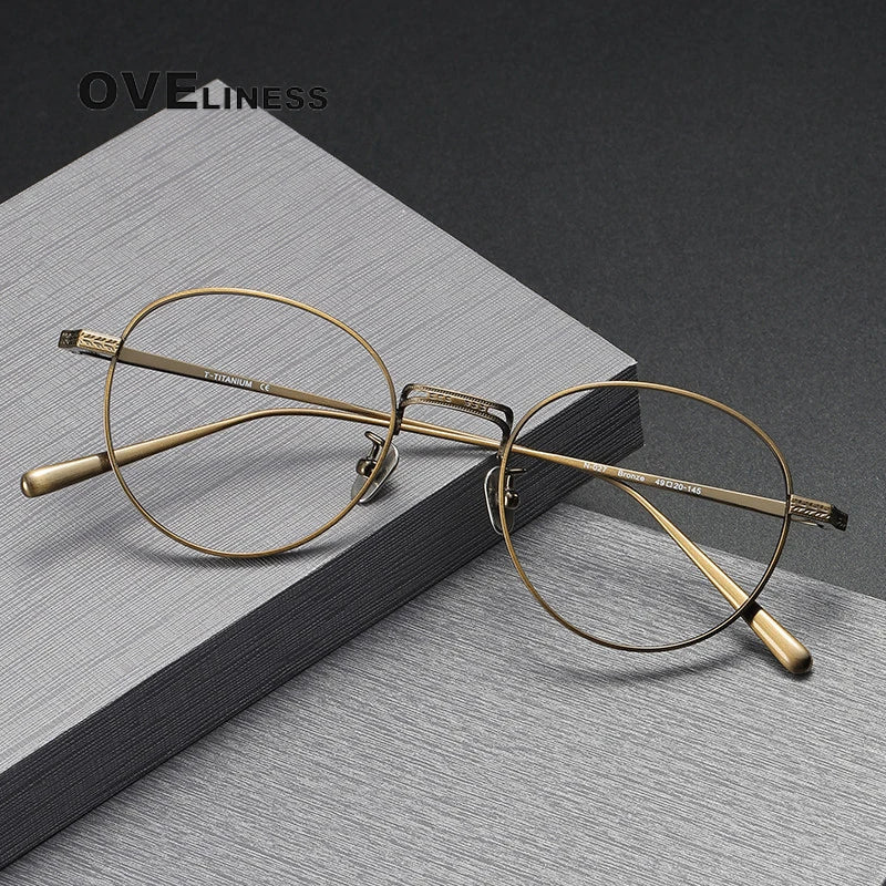 Oveliness Unisex Full Rim Round Titanium Eyeglasses 14027 Full Rim Oveliness   