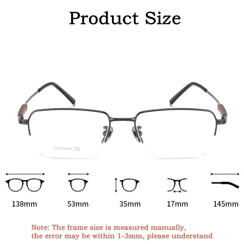 Hdcrafter Womens Semi-Rimless Rectangle Titanium Frames 182260 FuzWeb