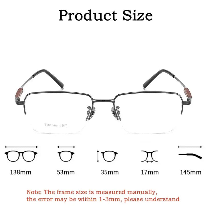 Hdcrafter Womens Semi Rim Rectangle Titanium Frames 182260 — view 2 | Hdcrafter Eyeglasses at FuzWeb