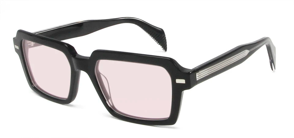 Esnbie Unisex Full Rim Polygon Rectangular Acetate Sunglasses 242031