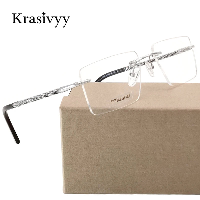 Krasivyy Unisex Rimless Square Titanium Eyeglasses 1657 Rimless Krasivyy   