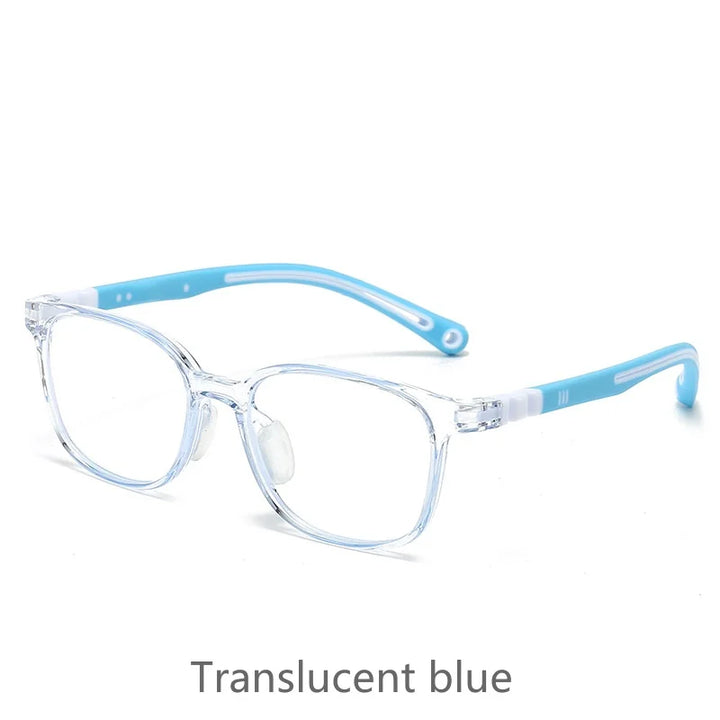 KatKani Unisex Children's Full Rim Square Tr 90 Eyeglasses D101 Full Rim KatKani Eyeglasses Translucent blue  