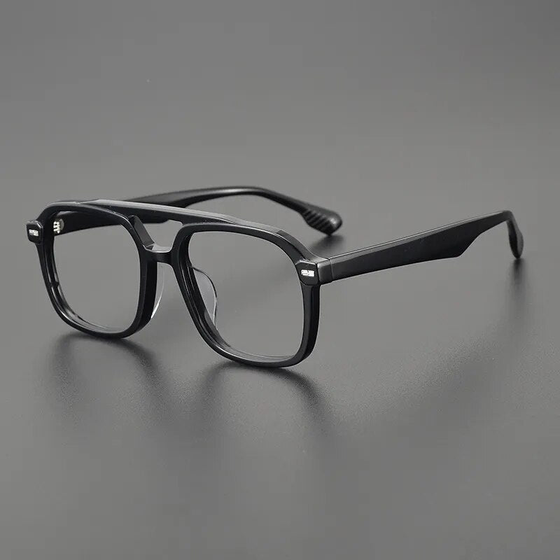 Gatenac Unisex Full Rim Square Double Bridge Acetate Eyeglasses Gxyj1136 Full Rim Gatenac   