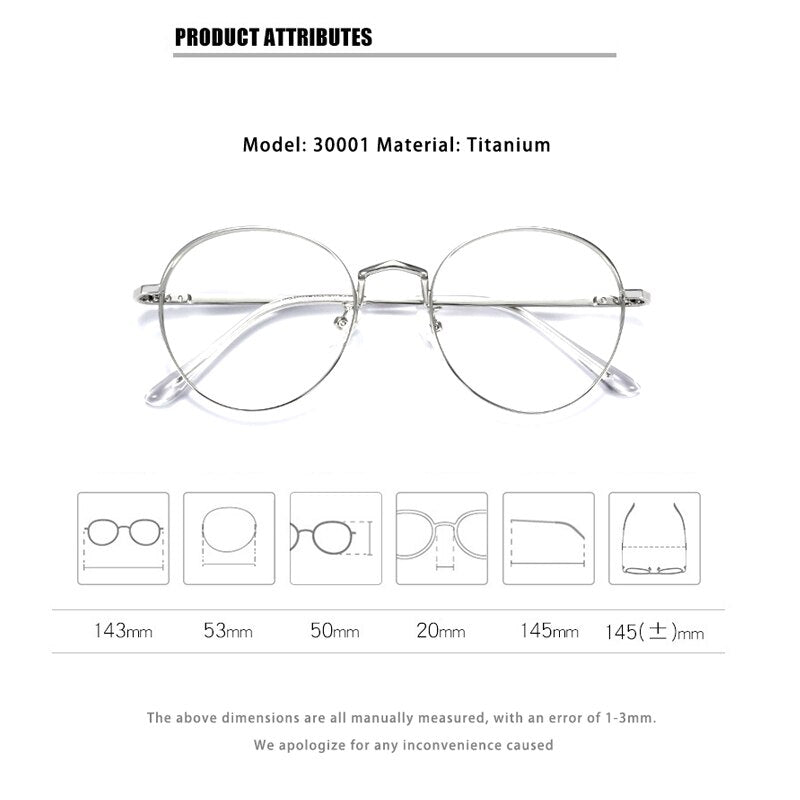 KatKani Unisex Full Rim Round Titanium Eyeglasses 30001 Full Rim KatKani Eyeglasses   