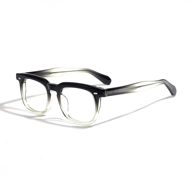 Black Mask Unisex Full Rim Square Acetate Eyeglasses 45005 Full Rim Black Mask Gradient Green  