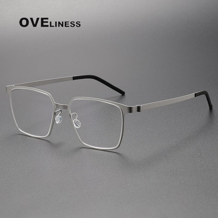 Oveliness Unisex Full Rim Square Titanium Eyeglasses 9637 Full Rim Oveliness silver  