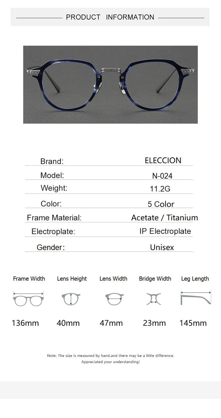 Eleccion Women's Full Rim Oval Square Acetate Titanium Eyeglasses 4424 Full Rim Eleccion