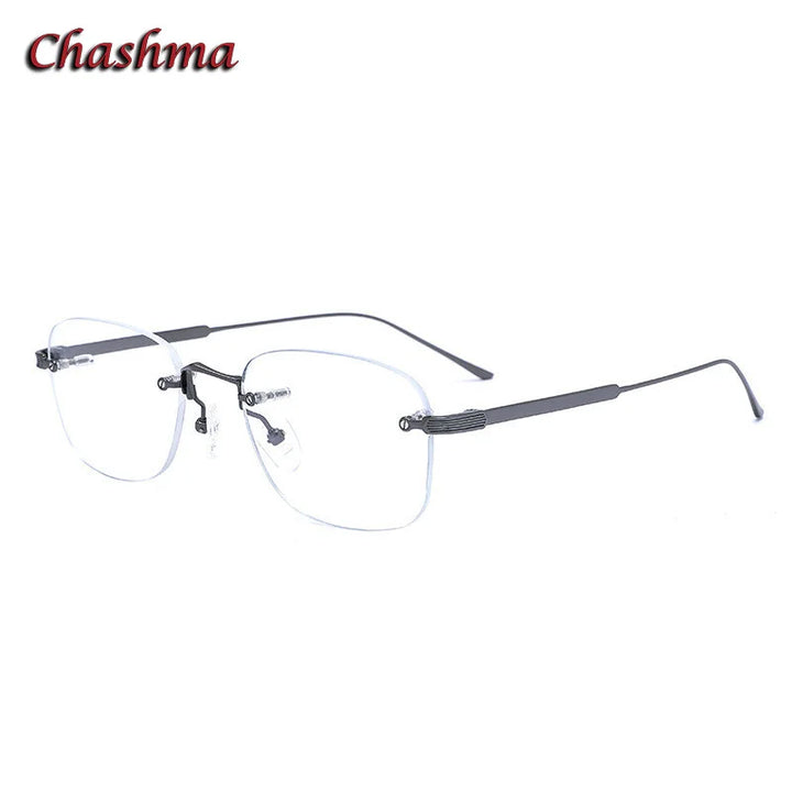 Chashma Ochki Unisex Rimless Small Oval Titanium Eyeglasses 0228 Rimless Chashma Ochki Gray  