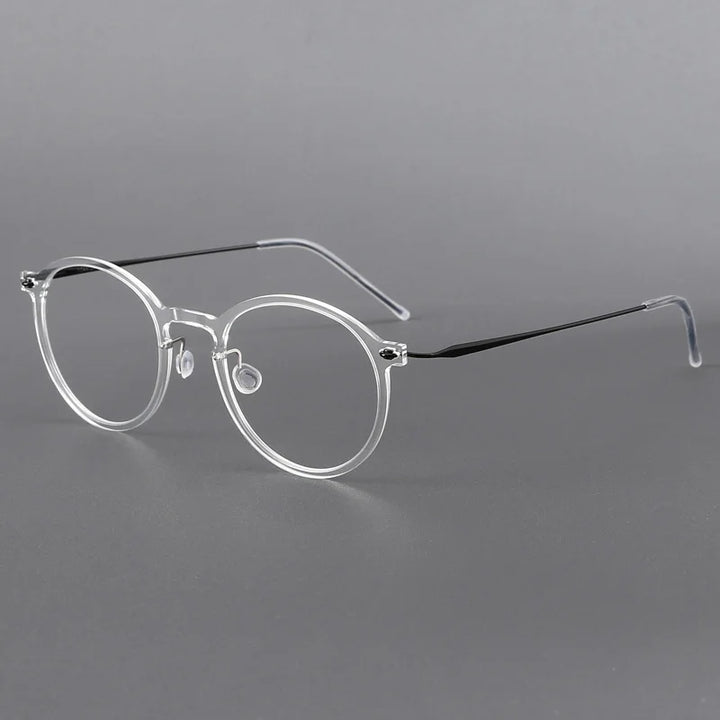 Black Mask Unisex Full Rim Screwless Titanium Acetate Round Eyeglasses 6541 Full Rim Black Mask Crystal  