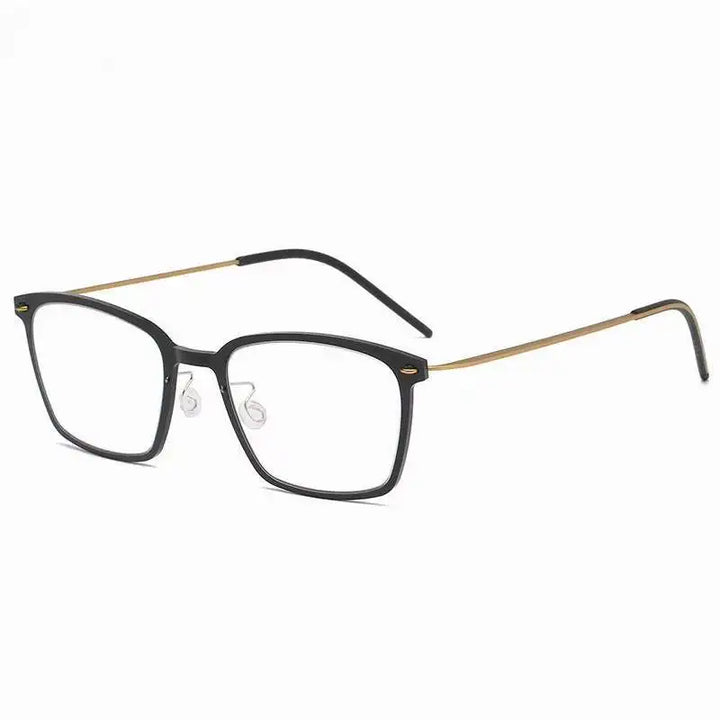 Aimee Men's Full Rim Square Screwless Titanium Eyeglasses 6536 Full Rim Aimee Black-Golden  