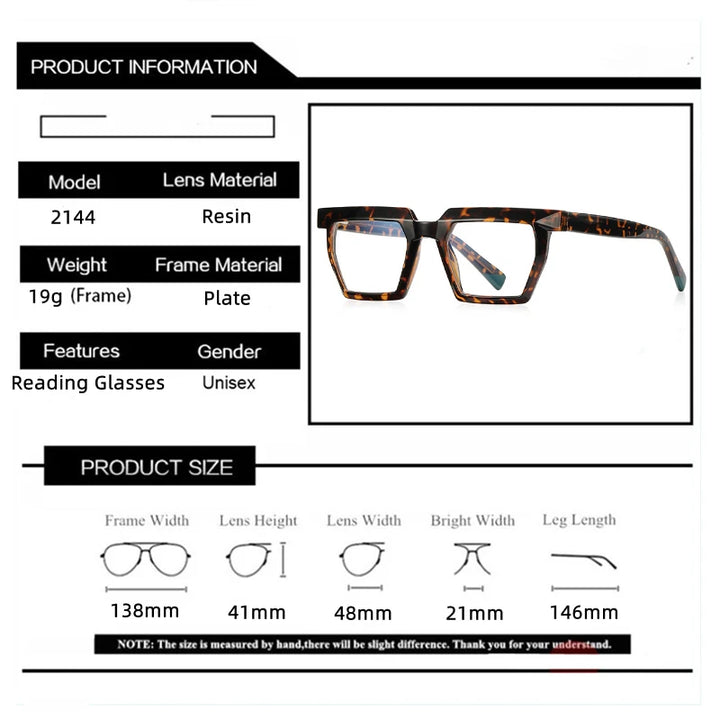 Kocolior Women's Full Rim Polygon Acetate Photochromic Reading Glasses 512144