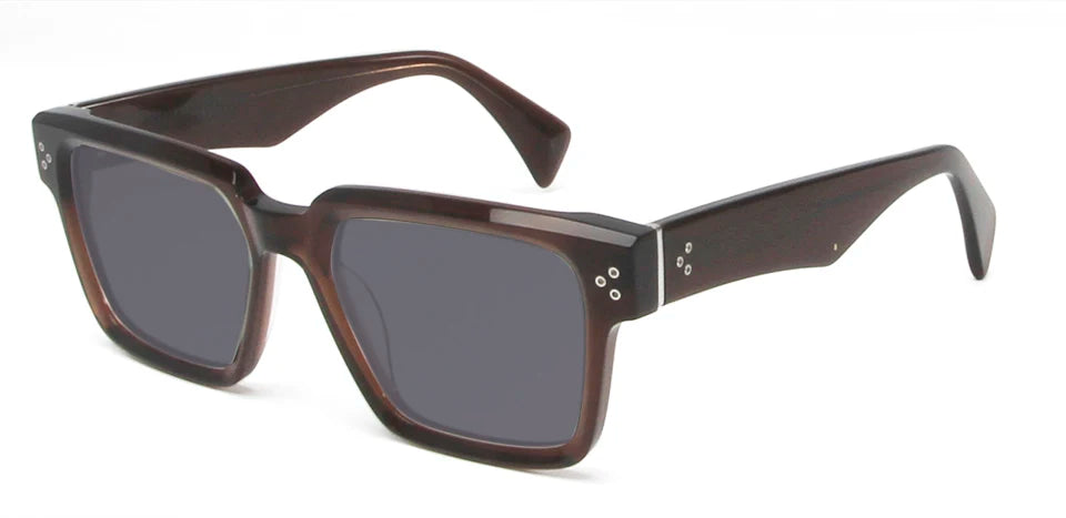 Esnbie Unisex Full Rim Square Brow Line Acetate Sunglasses 246041