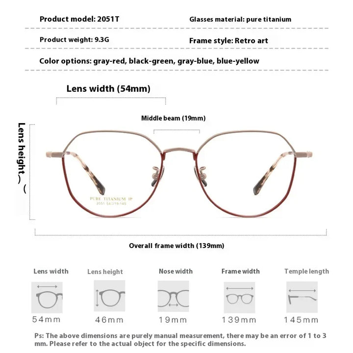 Aror Unisex Full Rim Flat Top Square Titanium Eyeglasses 205149 Full Rim Aror