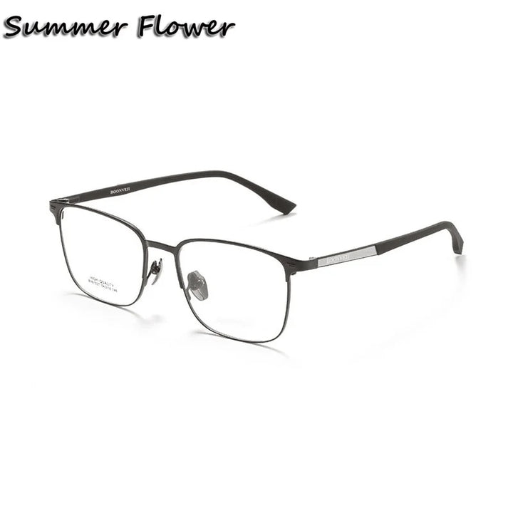 Summer Flower Unisex Full Rim Oval Square Titanium Eyeglasses 61027 Full Rim Summer Flower Gun Gray