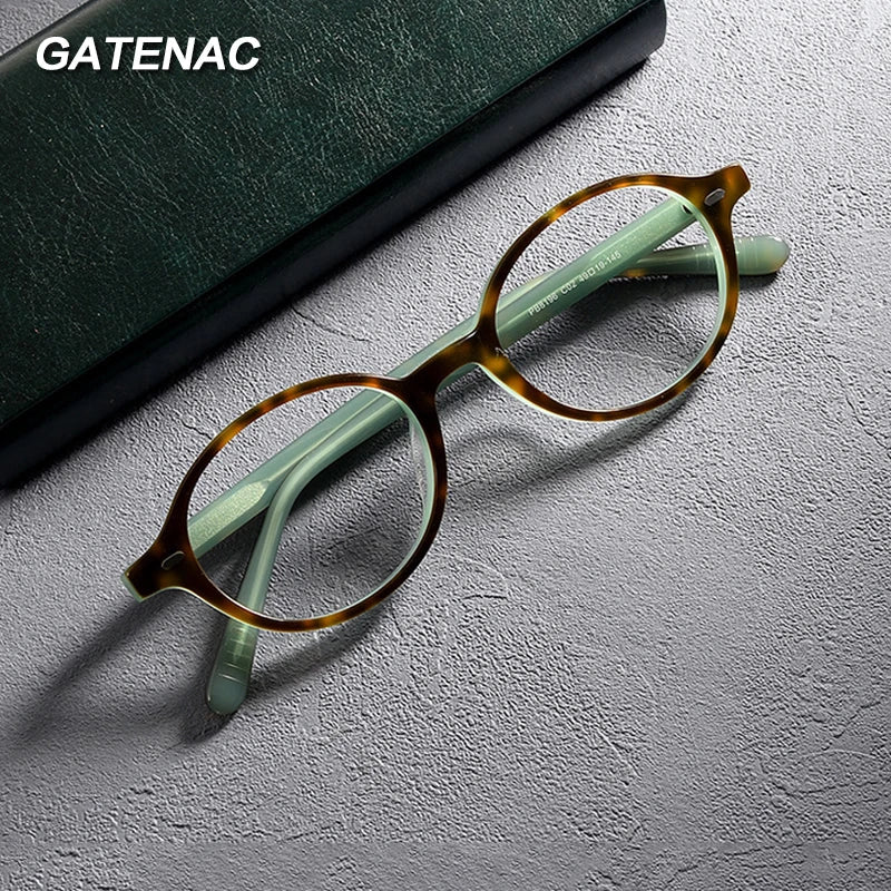 Gatenac Women's Full Rim Small Round Acetate Eyeglasses Gxyj1234 Full Rim Gatenac   