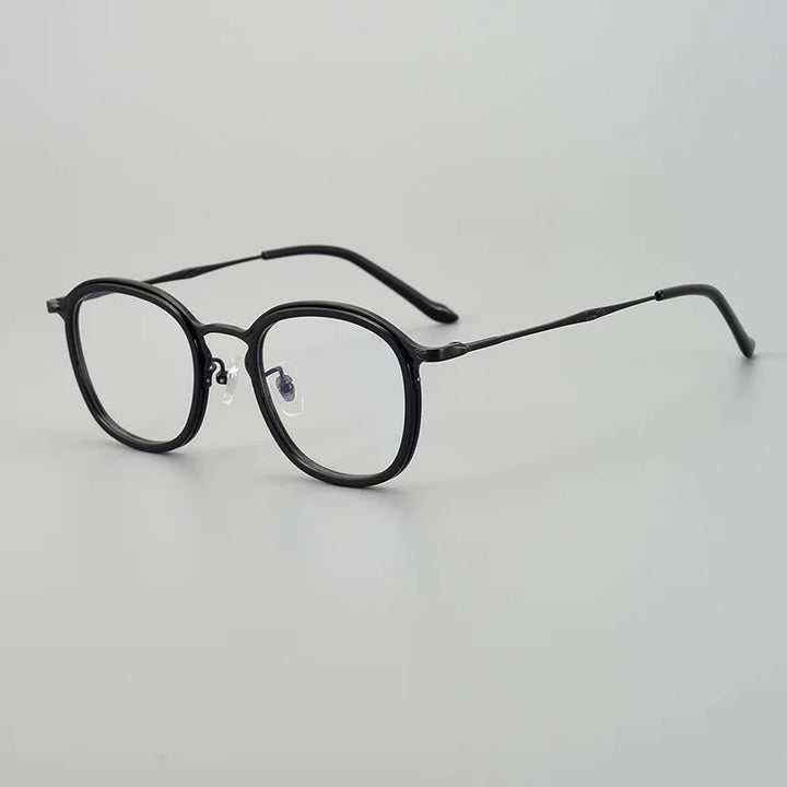 Black Mask Unisex Full Rim Titanium Square Acetate Eyeglasses 5917 Full Rim Black Mask Black  