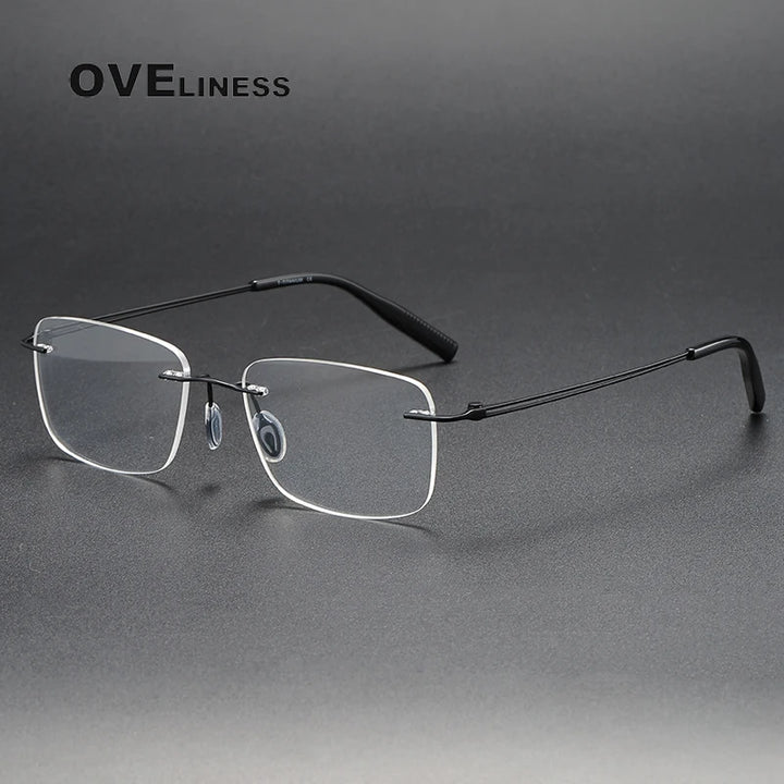 Oveliness Unisex Rimless Square Titanium Eyeglasses O80859 Rimless Oveliness black  