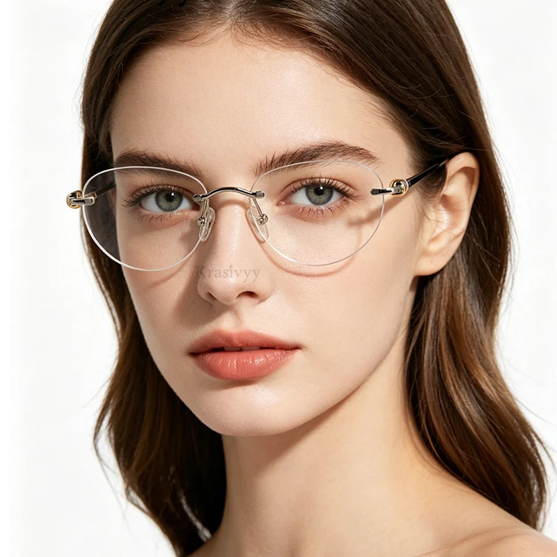 Krasivyy Women's Rimless Oval Pure Titanium Prescription Eyeglasses KR0224