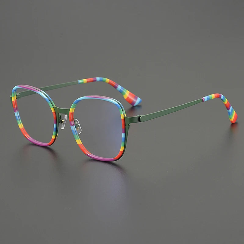 Nobler Unisex Full Rim Big Square Polygon Titanium Eyeglasses 48297