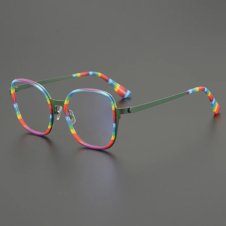 Nobler Unisex Full Rim Big Square Polygon Titanium Eyeglasses 48297
