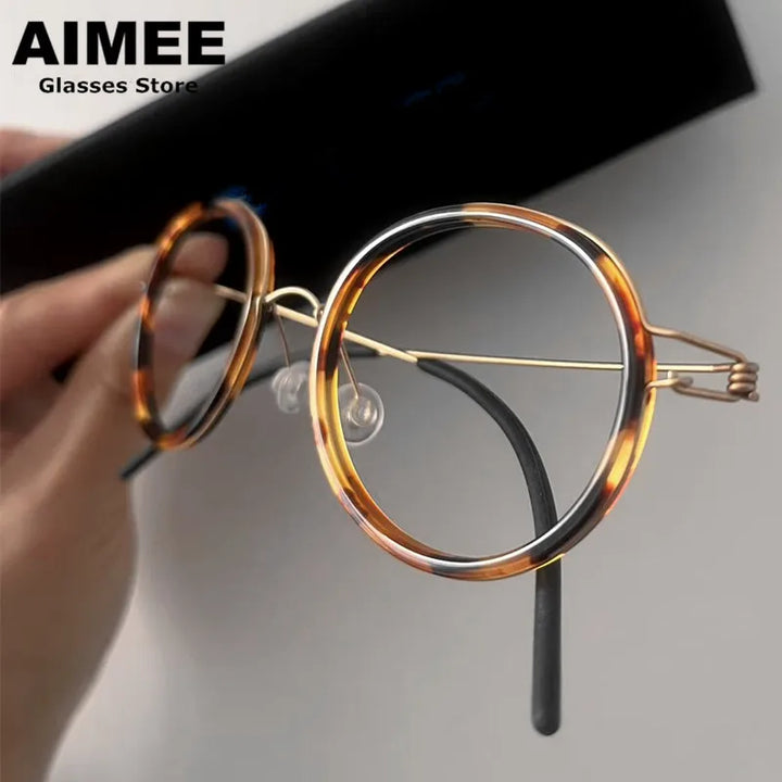 Aimee Unisex Full Rim Oval Square Titanium Acetate Eyeglasses 462440