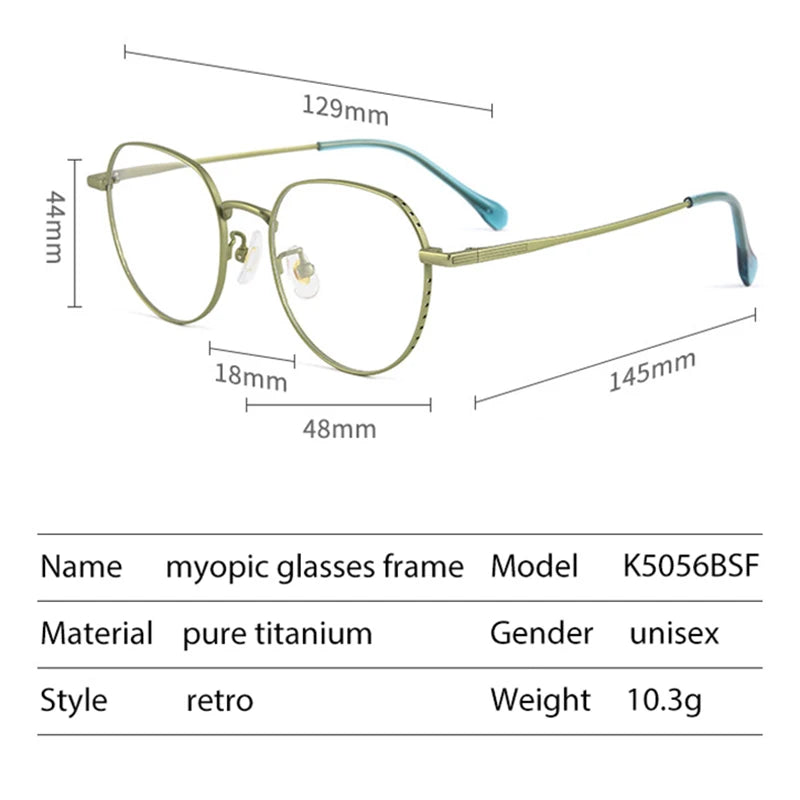 Handoer Women's Full Rim Flat Top Round Titanium Eyeglasses 5056 Full Rim Handoer   