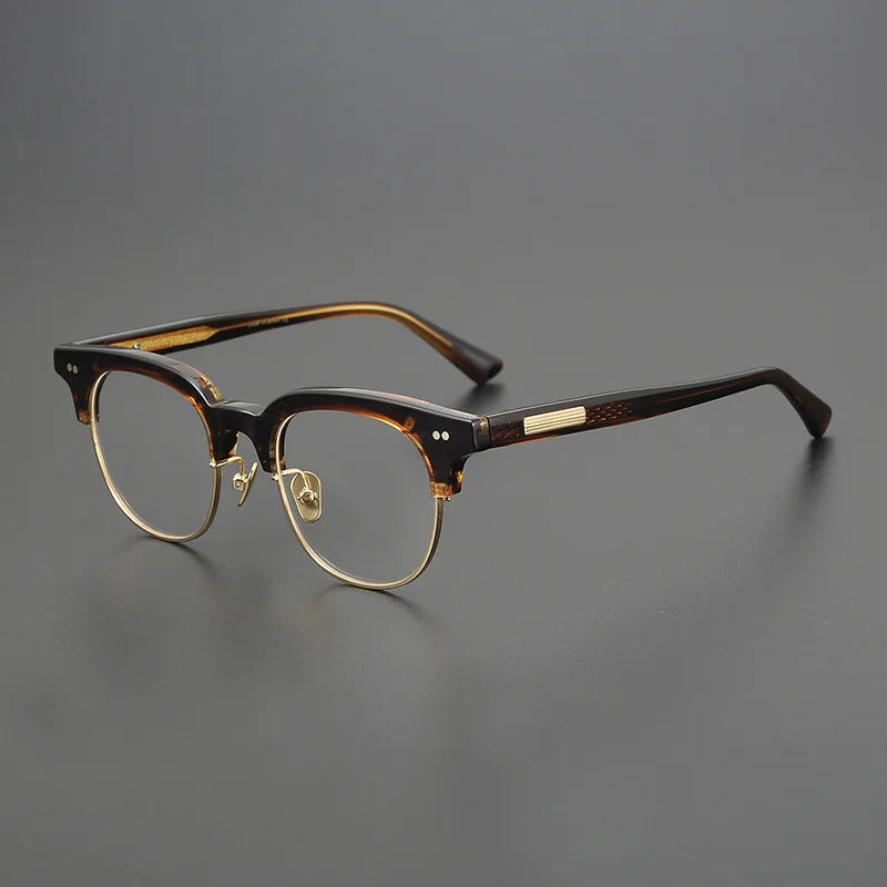 Black Mask Unisex Full Rim Square Acetate Titanium Eyeglasses 77015