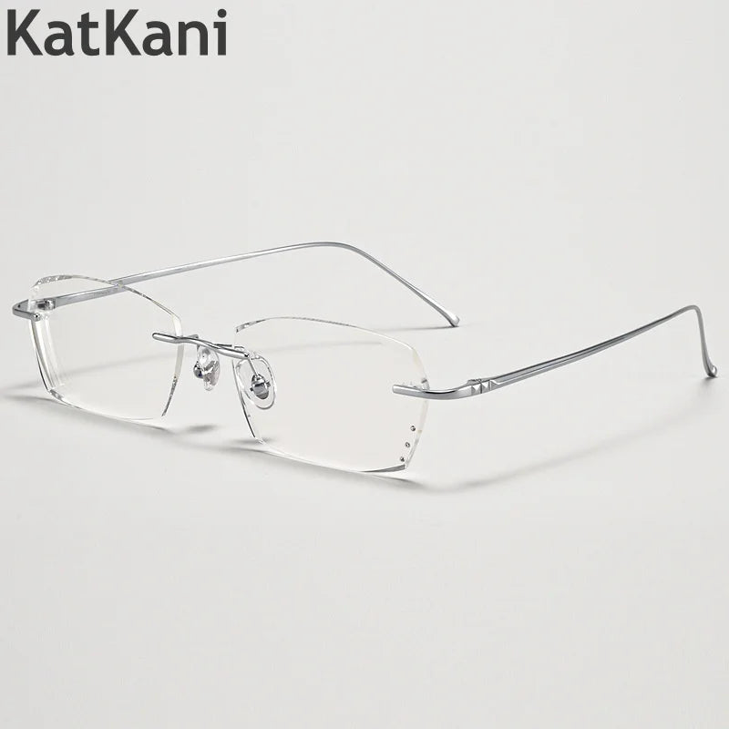 KatKani Unisex Rimless Square Titanium Eyeglasses A69045 Rimless KatKani Eyeglasses   