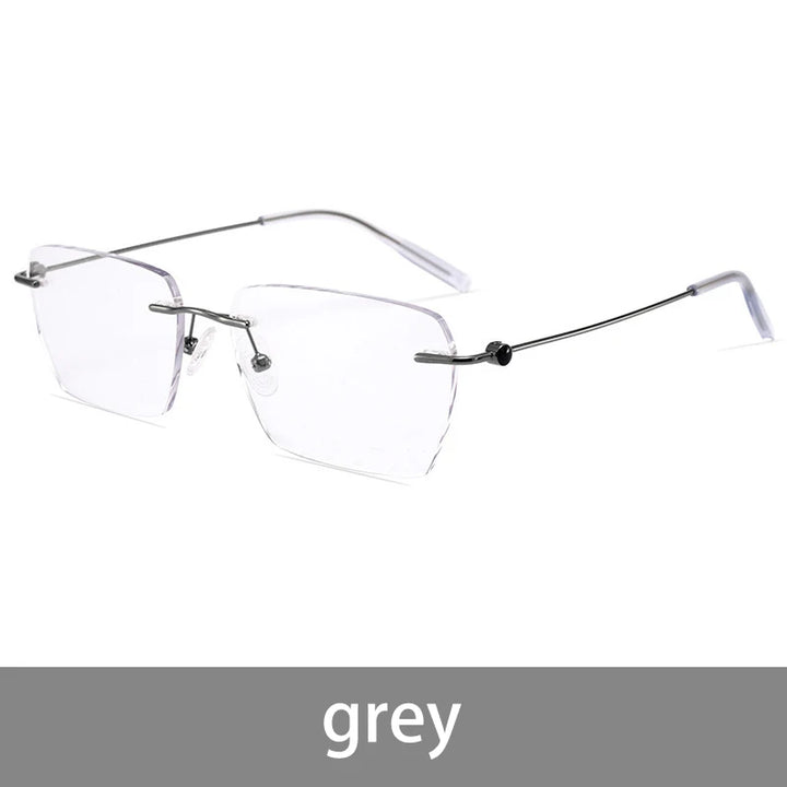 Vicky Unisex Rimless Square Titanium Reading Glasses V0620 Reading Glasses Vicky 0621-Grey -100 