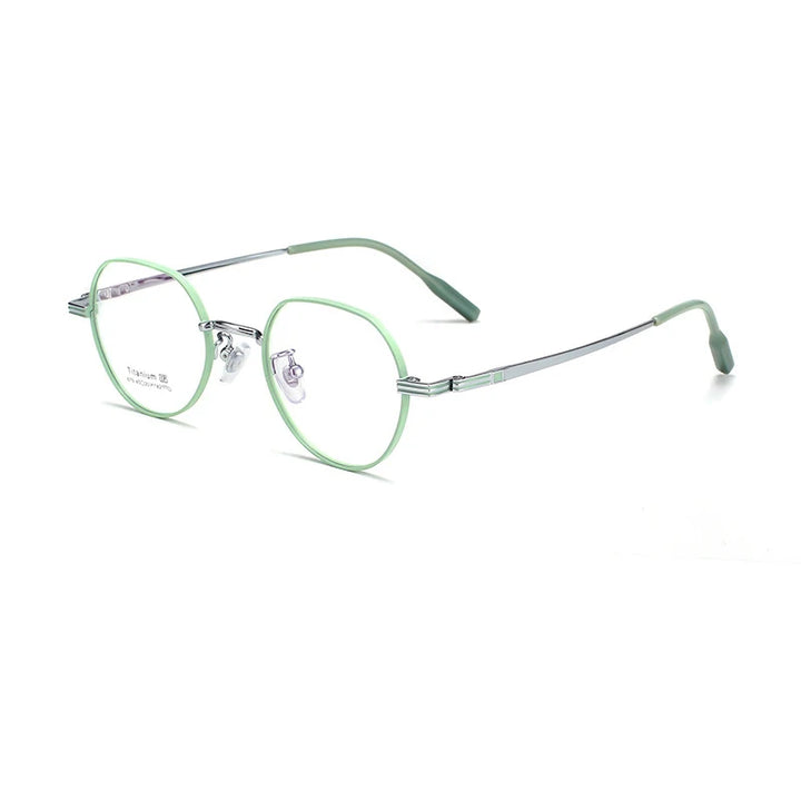 KatKani Unisex Full Rim Flat Top Polygon Alloy Eyeglasses 67918 Full Rim KatKani Eyeglasses C1  