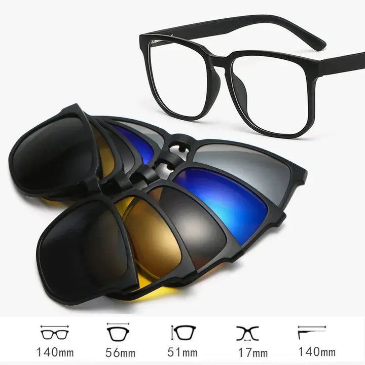 Hdcrafter Unisex Full Rim Square Acetate Frames  With Clip On Sunglasses 515670 Hdcrafter Eyeglasses